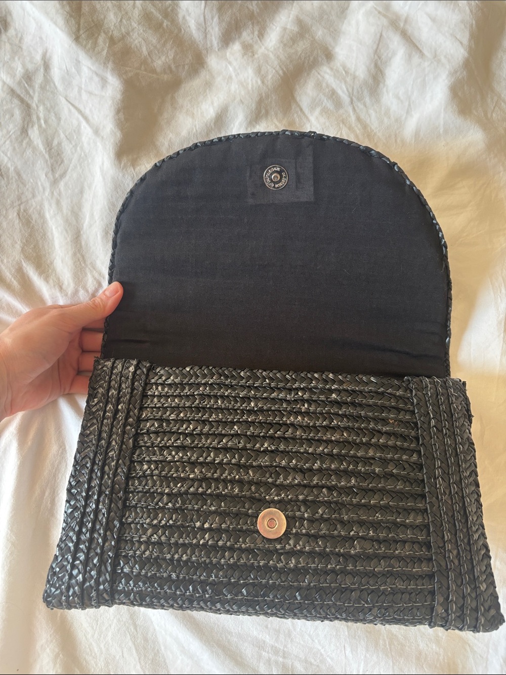Black Raffie Envelope Clutch with Magnetic Closure - Picture 4 of 7